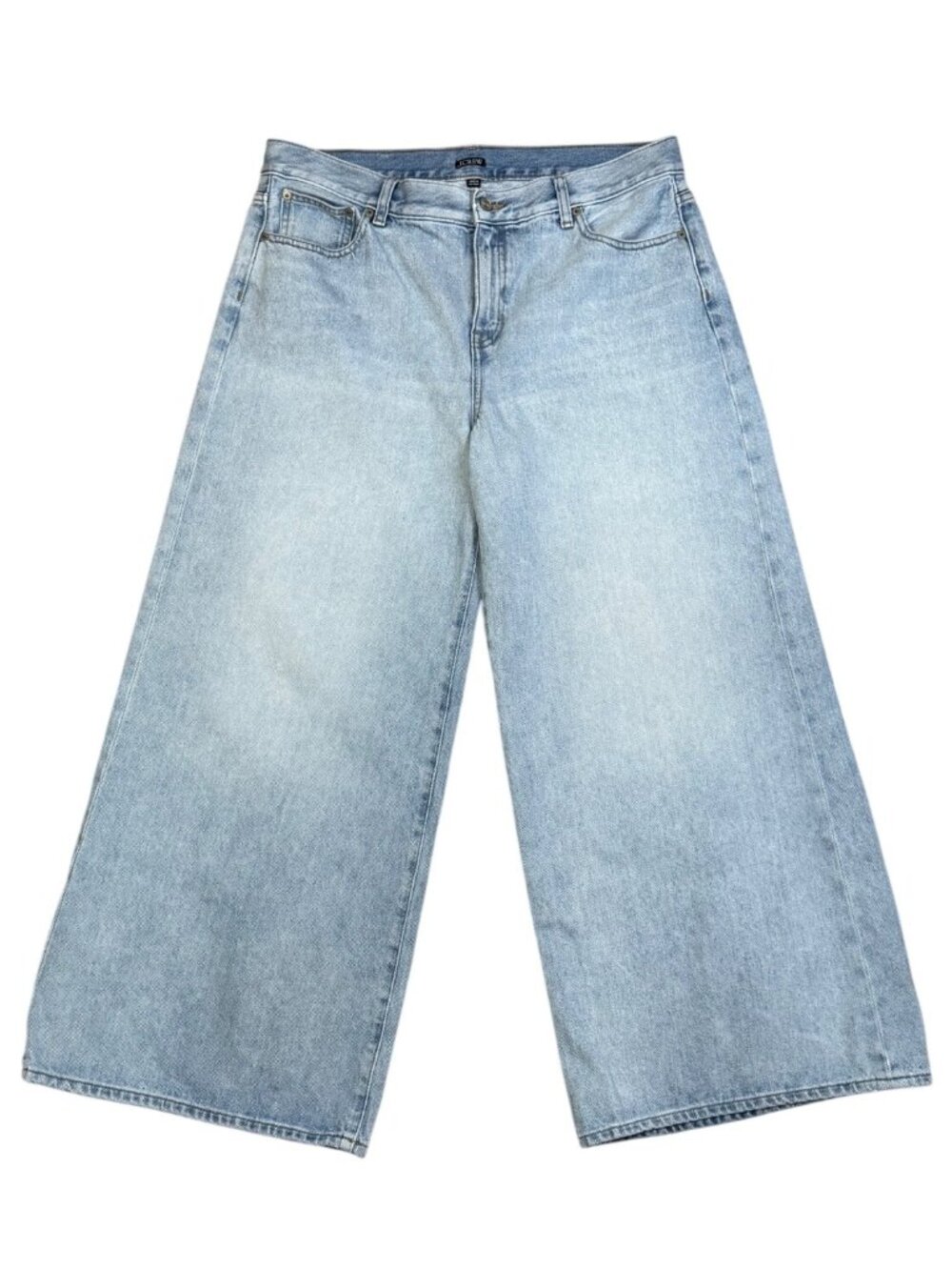 J.Crew Petite Mid Rise Superwide Leg Jeans 32P Style CN350 Light Wash 100% Cotto